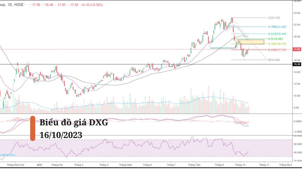 Biểu đồ giá cổ phiếu DXG khung Daily