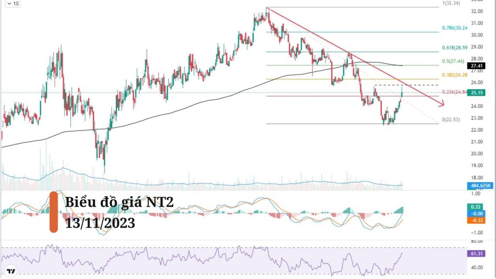 Biểu đồ giá cổ phiếu NT2 khung Daily
